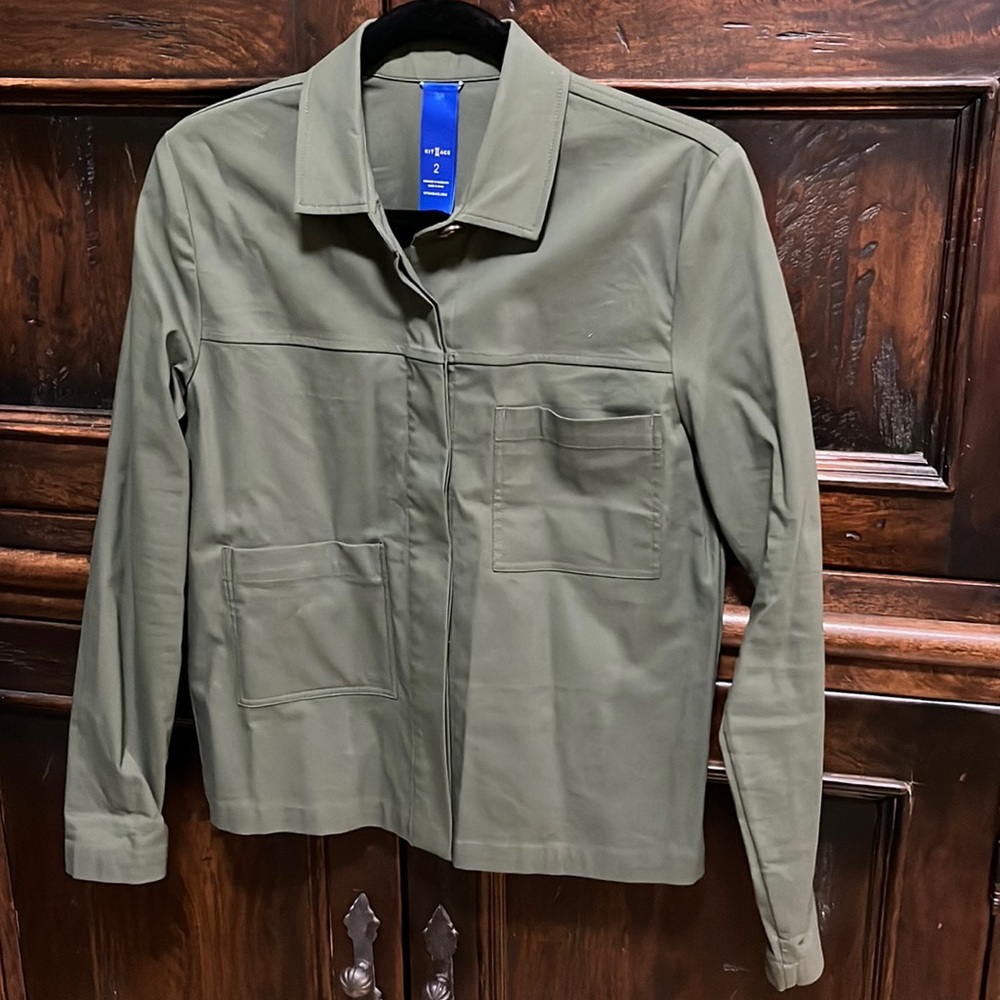 Kit & Ace navigator ride jacket in olive green twill - Picture 1 of 5